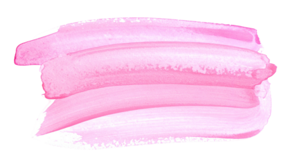 A watercolor-like brushstroke in shades of pink, layered on a transparent background