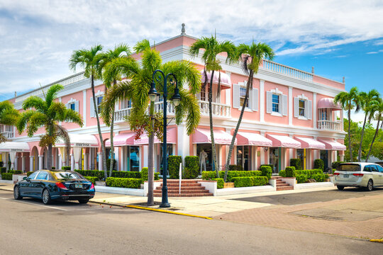 Naples, USA - May 25, 2022: Designer clothes store shop of Marissa Collections in Third Street South shopping district in downtown Naples, Florida