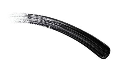 An arched, textured, white brushstroke against a stark black background