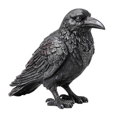Obraz premium Detailed dark metallic raven figurine with textured feathers and claws