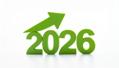 Vision for 2026: An optimistic depiction, where the numerical figure 2026 is empowered by a rising upward arrow, indicating future progress, economic growth and forward motion.
