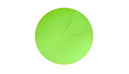A lime green sphere floats against black, with subtle surface markings and a yellow-green outline