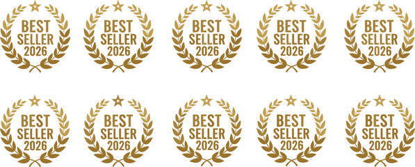 Gold seller 2026 badges with laurel wreaths and stars