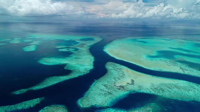 Aerial shot of remote Marine Conservation Area of Ebiil Channel in Palau.
