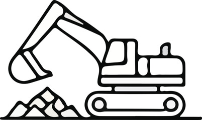 Construction Excavator Digging Work Icon