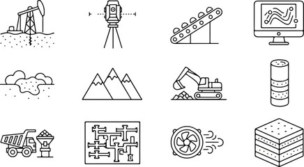 Industrial and Construction Geological Vector Icons