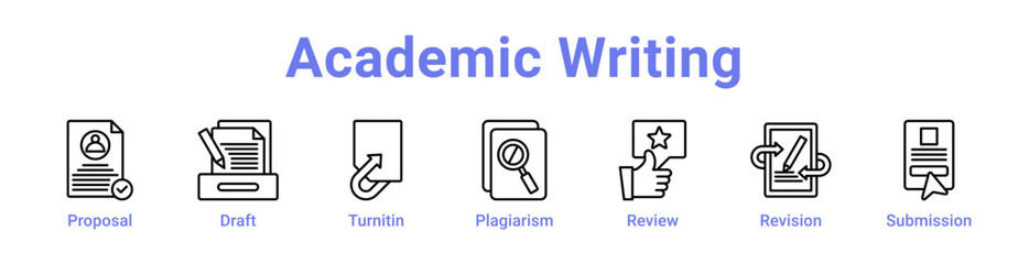 Academic Writing Icon Banner and Collection