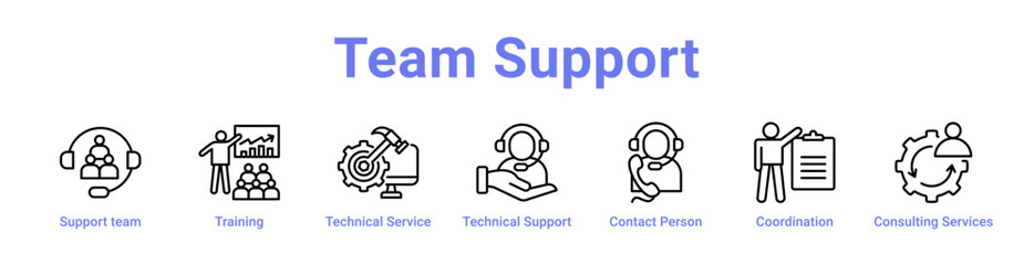 Team Support Icon Banner and Collection