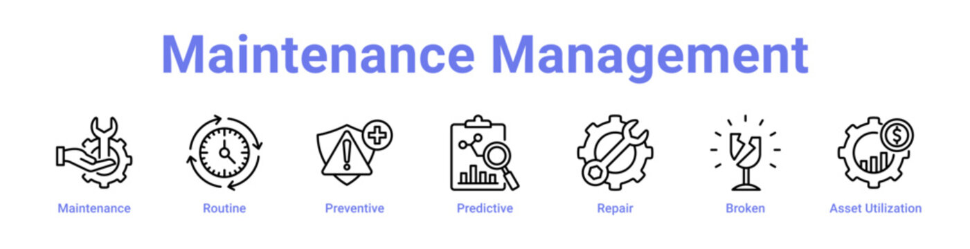 Maintenance Management Icon Banner and Collection