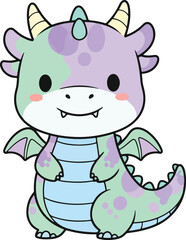 Cute Pastel Dragon Vector Illustration for Children's Storybooks