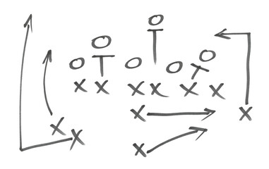 Hand draw strategy game plan for football, basketball, handball, sketched black marker, isolated on white, clipping path, design elements, transparency