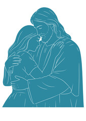 Jesus Christ Embracing Woman