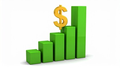 Financial Growth Illustration: A dynamic financial graph ascends, representing profit, success, and the upward trajectory of monetary gains.  The golden dollar sign, gleaming at the summit.