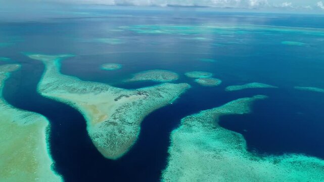 Aerial shot of remote Marine Conservation Area of Ebiil Channel in Palau.