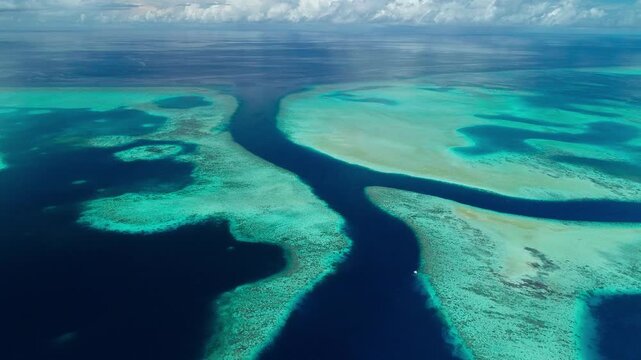 Aerial shot of remote Marine Conservation Area of Ebiil Channel in Palau.