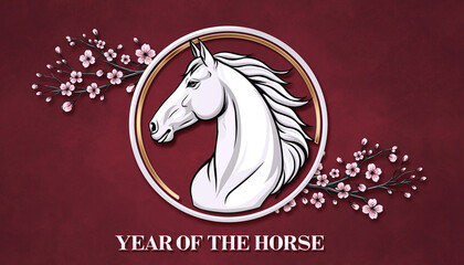 Chinese Zodiac Horse Emblem Lunar New Year Illustration