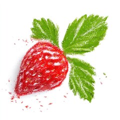 Fresh strawberry fruit illustration with green leaves