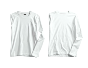 Clean white long-sleeve shirts, front and back view