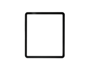 Black tablet with a blank white screen on black background