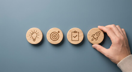 business strategy planning process icons