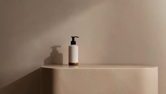 Elegant Pump Bottle on Minimalist Countertop with Natural Lighting