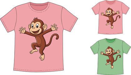 Cartoon monkey on pink and green t shirts © Obaidul Vector Zoon
