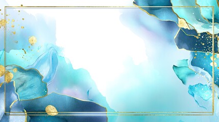 Elegant Blue and Gold Abstract Background with Watercolor Texture for Creative Projects and Designs