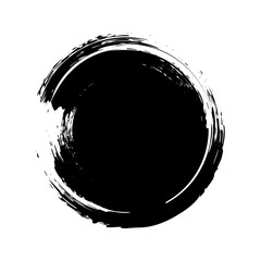 Grunge circle, brush strokes, lines, ink smudges, hand-drawn scribble shape. Handmade sketchy mark, acrylic stains, charcoal streaks. Paint texture, dry brush effect. Vector illustration