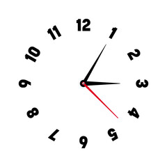 Mechanical clock face with arabic numerals, bezel. Watch dial with minute, hour marks and numbers. Timer or stopwatch element. Blank measuring circle scale with divisions. Vector illustration