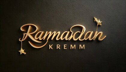 Ramadan Kremm Golden Text on Black Background.