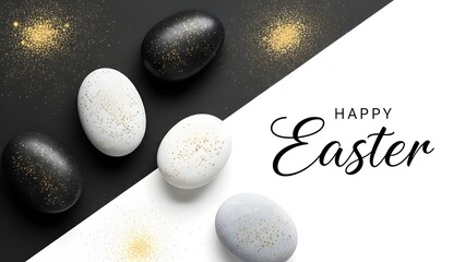 Happy easter sunday wishes with beautiful easter eggs and stones