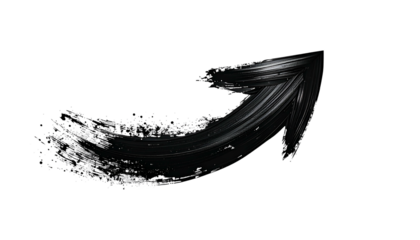 A dynamically rendered, textured black arrow pointing upwards with white particle effects