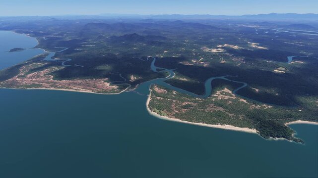 Circular aerial view of Mangroves Viewpoint in Khao Chom Pa. Amphoe Kantang. Thailand