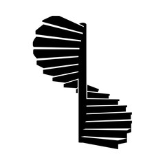 Black Spiral Staircase Silhouette Design Element.