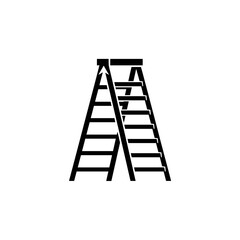 Black Step Ladder Standing Upright.