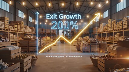 Forklift Shows Business Growth in a Warehouse With Produce Storage - Powered by Adobe