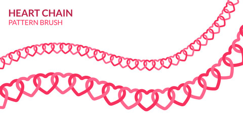 Pink Interlinked Heart Chain Pattern Brush Stroke Garland for Valentine's Day