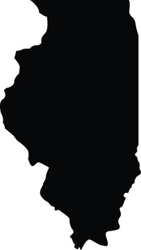 Illinois State Map Silhouette Icon. Black Isolated Vector Outline of IL Geographic Border. Minimalist Graphic Design Element for Mid-West United States Regional Projects and Infographics.