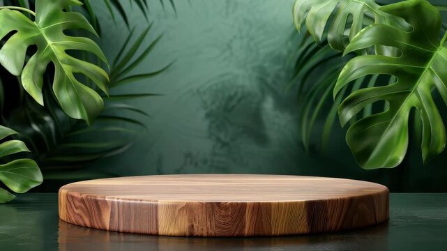 Nature's Stage: A wooden podium stands ready amidst lush tropical foliage, inviting the imagination to envision endless possibilities. It's a space where nature's beauty meets creative expression