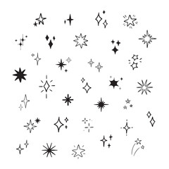 Hand Drawn Star Sparkle Doodle Vector Set