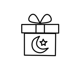 Islamic Gift Box with Crescent Moon and Star Illustration