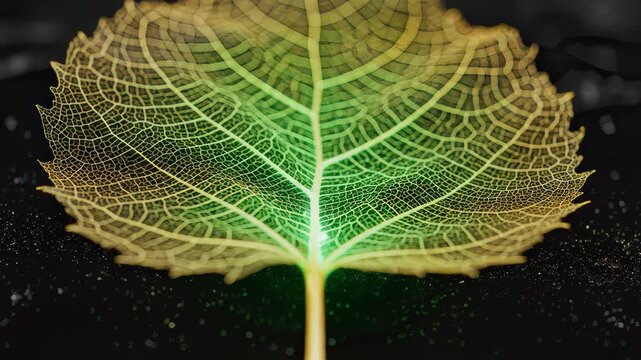 Leaf Veins Displaying Green Coloration in Macro Close-Up Pattern