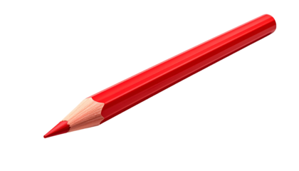 Isolated, brightly-colored, sharpened red pencil against stark black background
