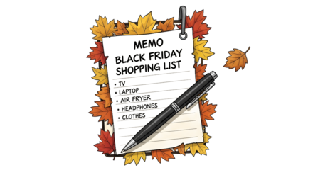 Black Friday memo amidst autumnal leaves