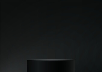 Black background vector 3d with podium Space for selling products on the website. Abstract wallpaper design with copy space to display your products. Vector illustration.