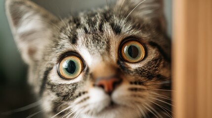 surprised cat make big eyes. American shorthair surprised cat or kitten funny face big eyes, cute, domestic, kitten, feline, Emotional surprised, kitty, wow