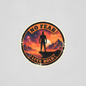 Vintage No Fear Live Bold Sticker with Mountain Sunset