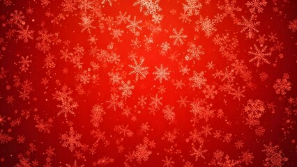 Vibrant Festive Red Background With Many Falling Snowflakes