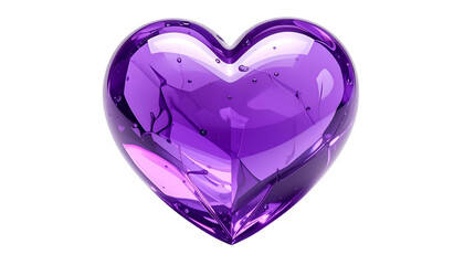 Fototapeta premium A glossy, purple, jewel-like heart against a stark black background