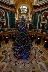 Interior of the Wisconsin State Capitol Building during the Christmas Season